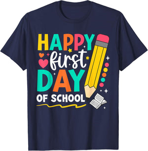 Happy first day of school Teacher Kids Back To School T-Shirt - T-Shirt | Navy
