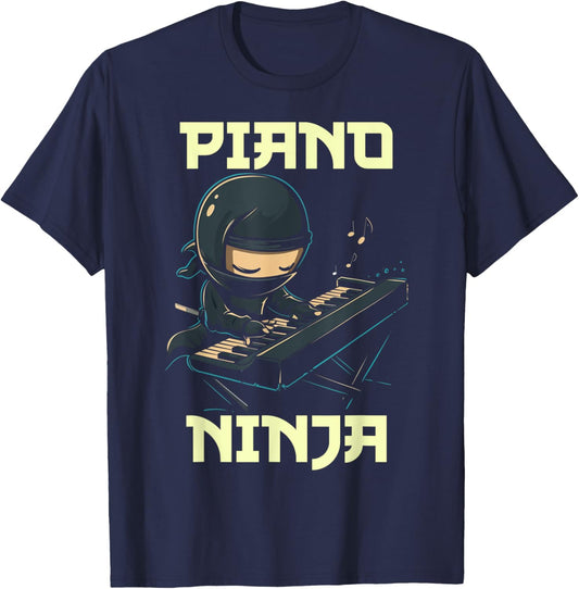 Piano Ninja Funny Cute Kawaii Music Musician Pianist T-Shirt - T-Shirt | Navy