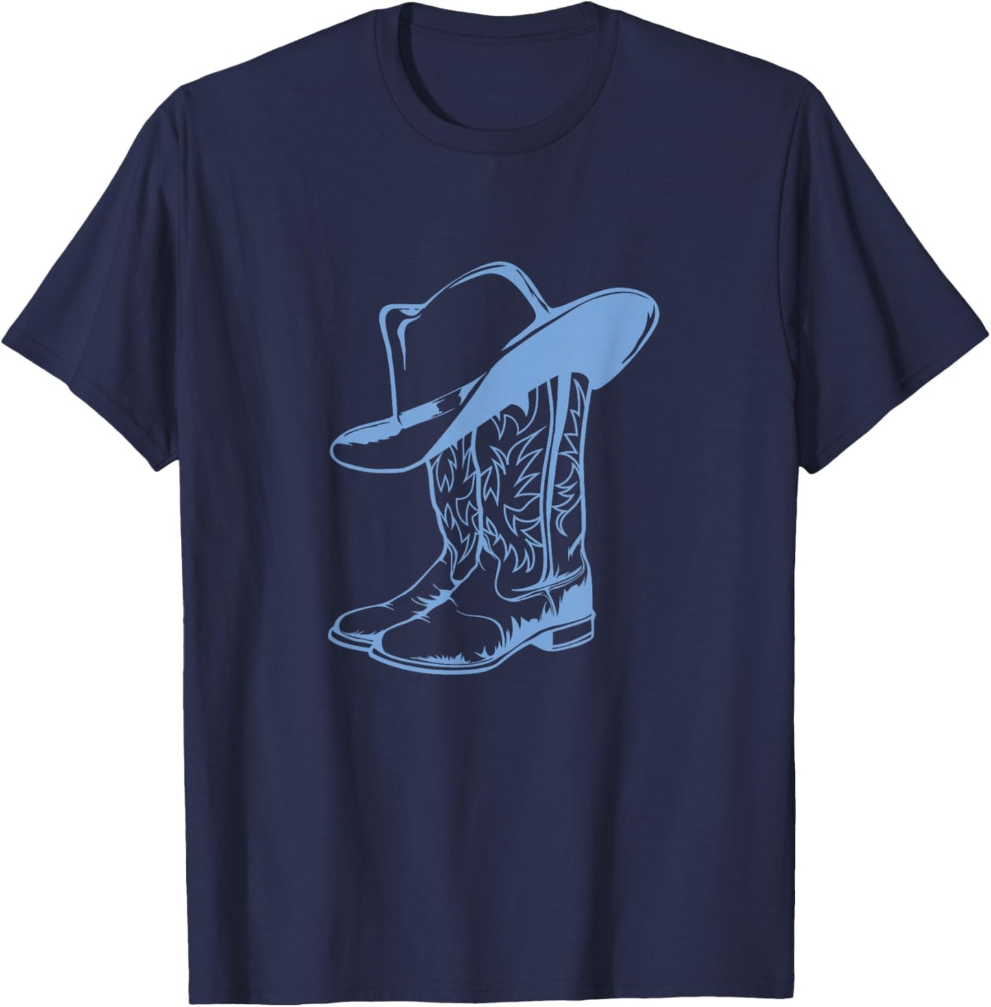 Coastal Cowgirl Western Blue Cowboy Boots T-Shirt - T-Shirt | Navy