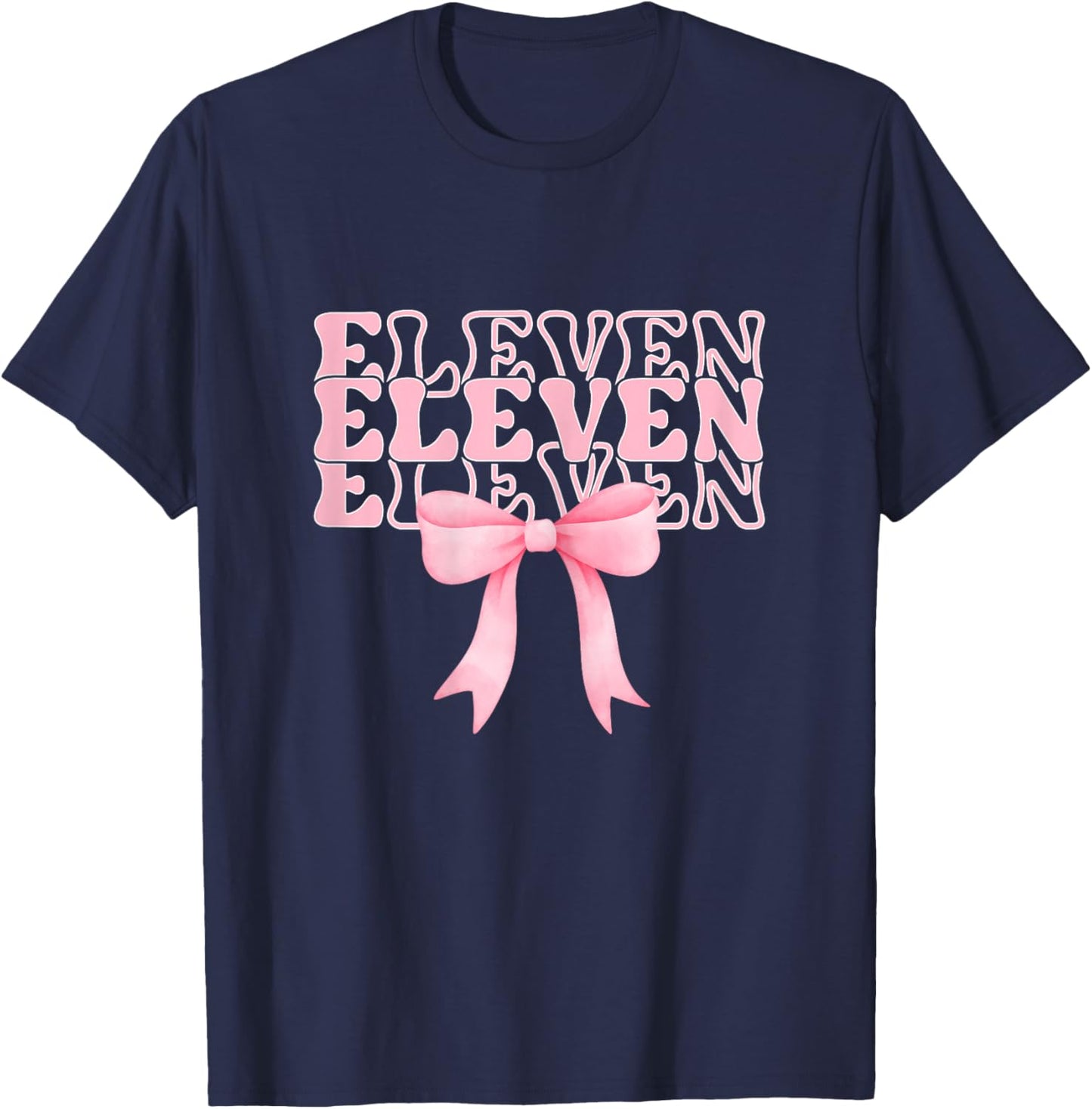 11th Coquette Bow Birthday Girl Official Preteen Eleven Pink T-Shirt - T-Shirt | Navy
