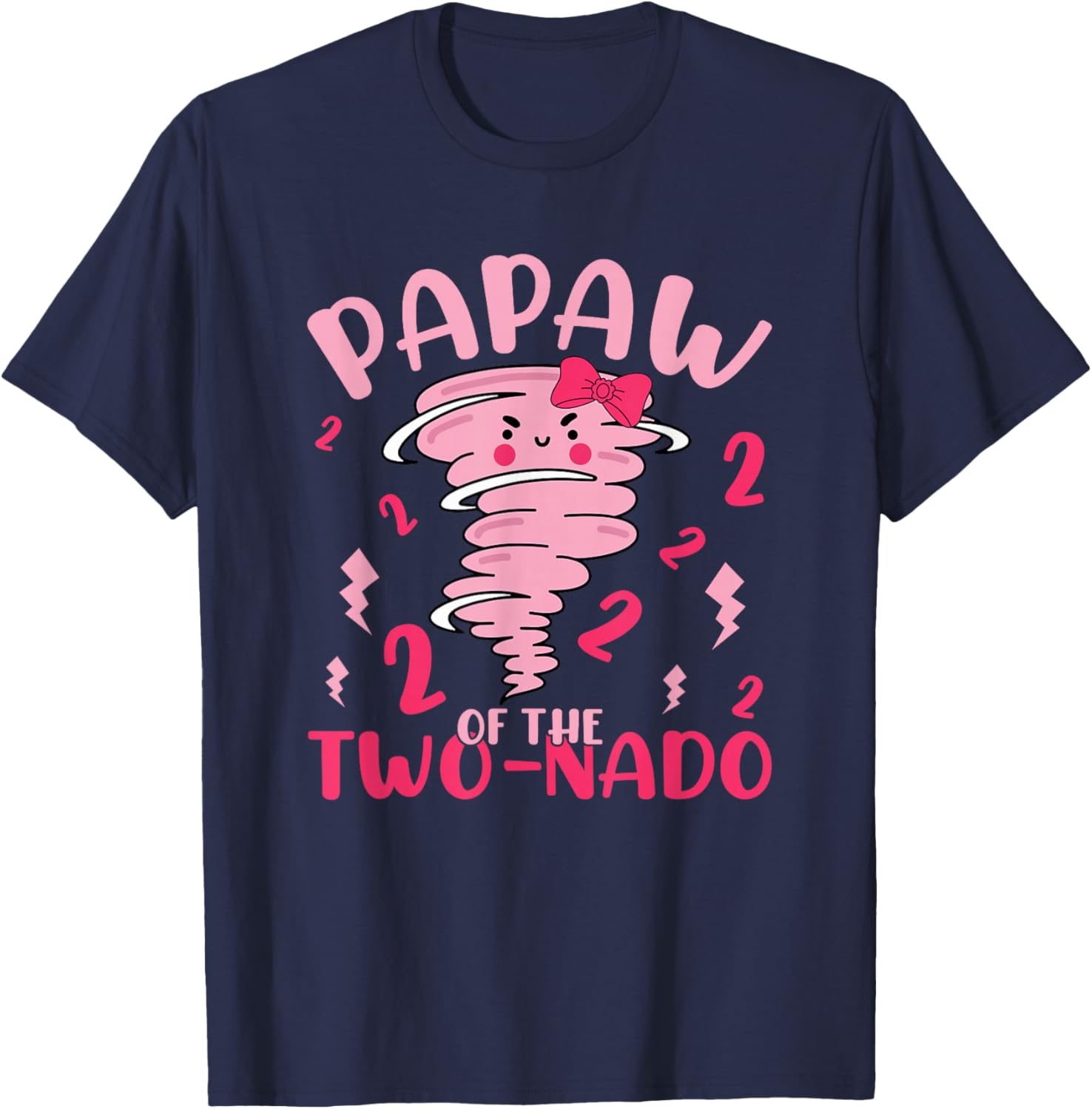 Papaw of The Two-nado Tornado Theme 2nd Birthday Party T-Shirt - T-Shirt | Navy