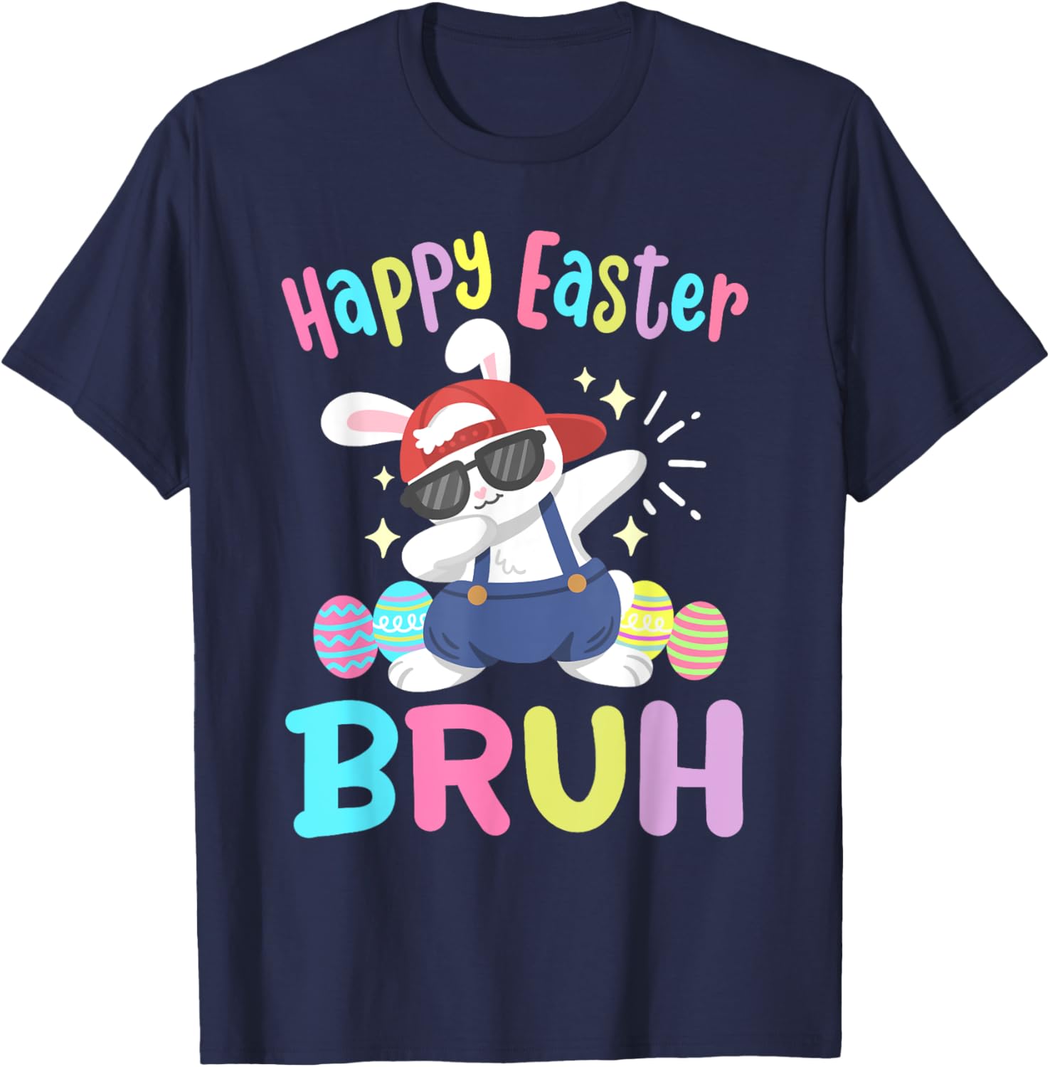 Happy Easter Bruh Funny Dabbing Bunny Dab Dance Rabbit Kids T-Shirt - T-Shirt | Navy