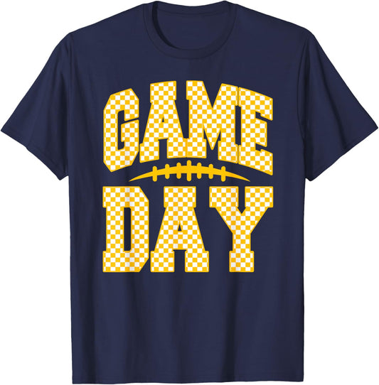 Game Day Football Season Football Mama Girl Red Gold Vibes T-Shirt - T-Shirt | Navy