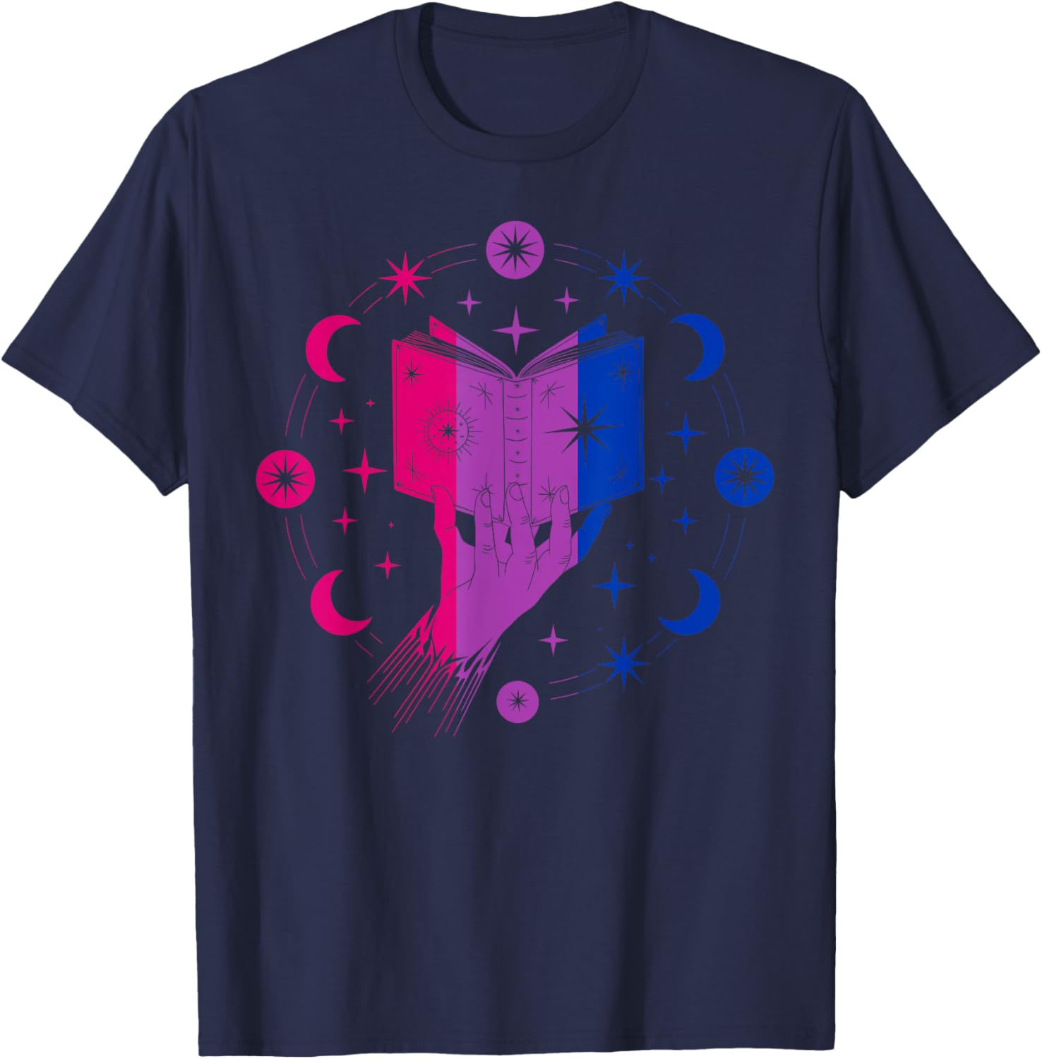 Magic Bi-Pride Book of Cosmic Energy T-Shirt - T-Shirt | Navy