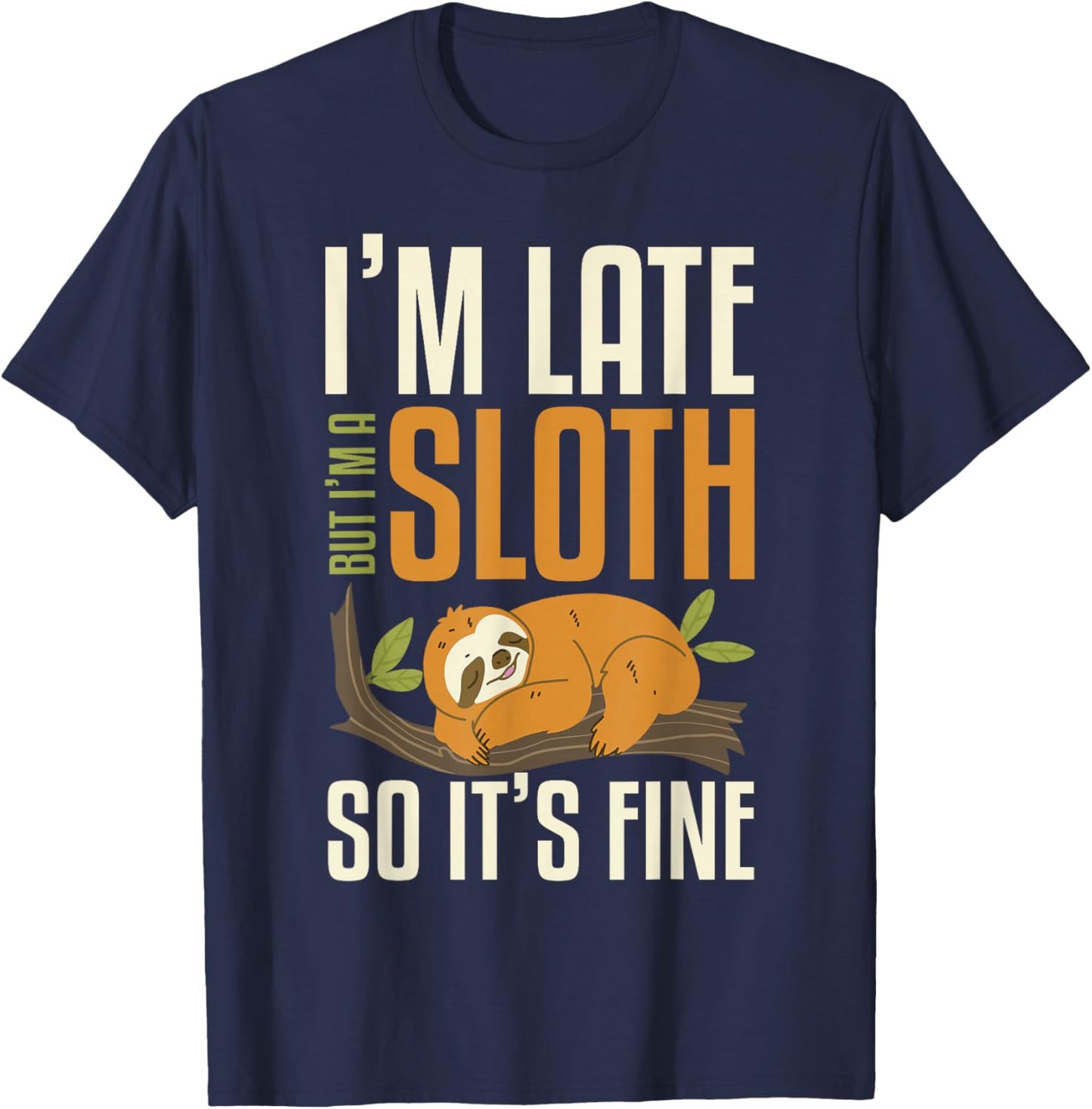 Funny Sloth Sleeping Cute Lazy Sloth Women Kids T-Shirt - T-Shirt | Navy