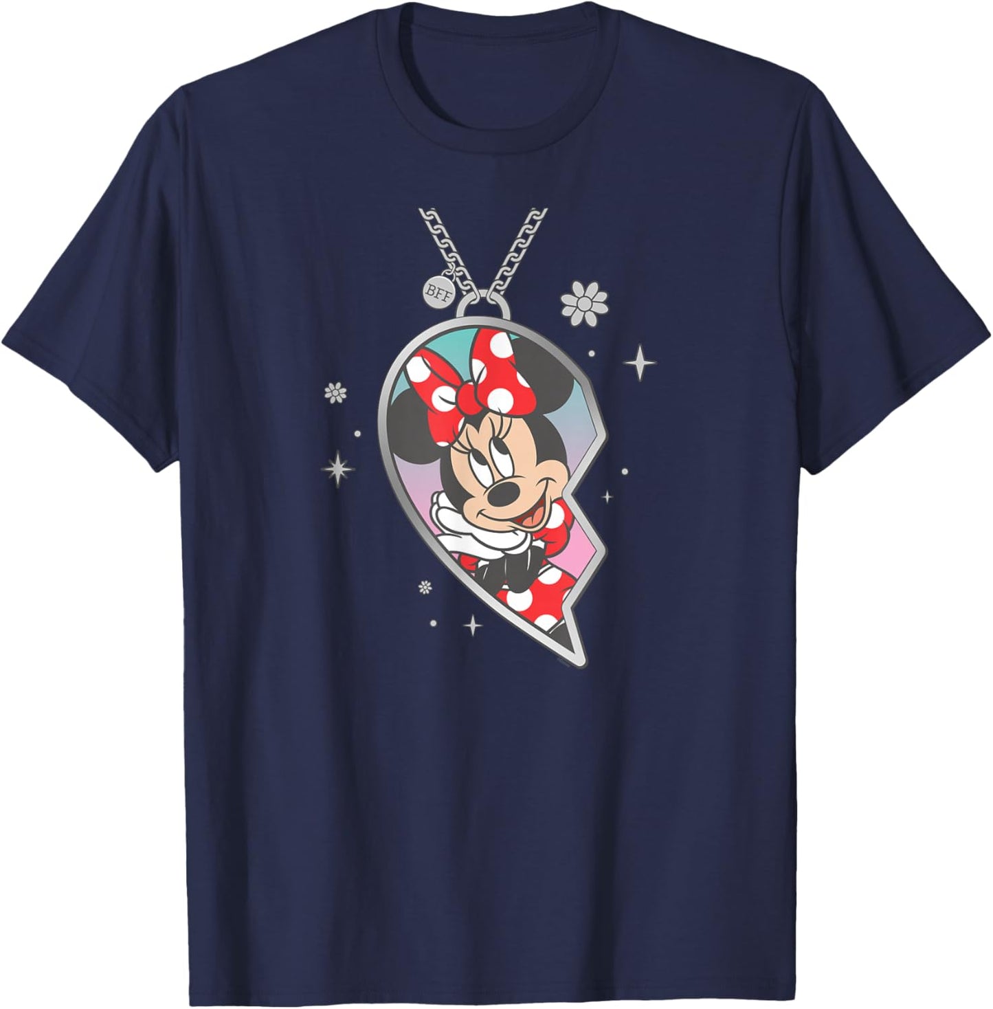 Disney BFF Best Friends Minnie Mouse Matching Heart Necklace T-Shirt - T-Shirt | Navy