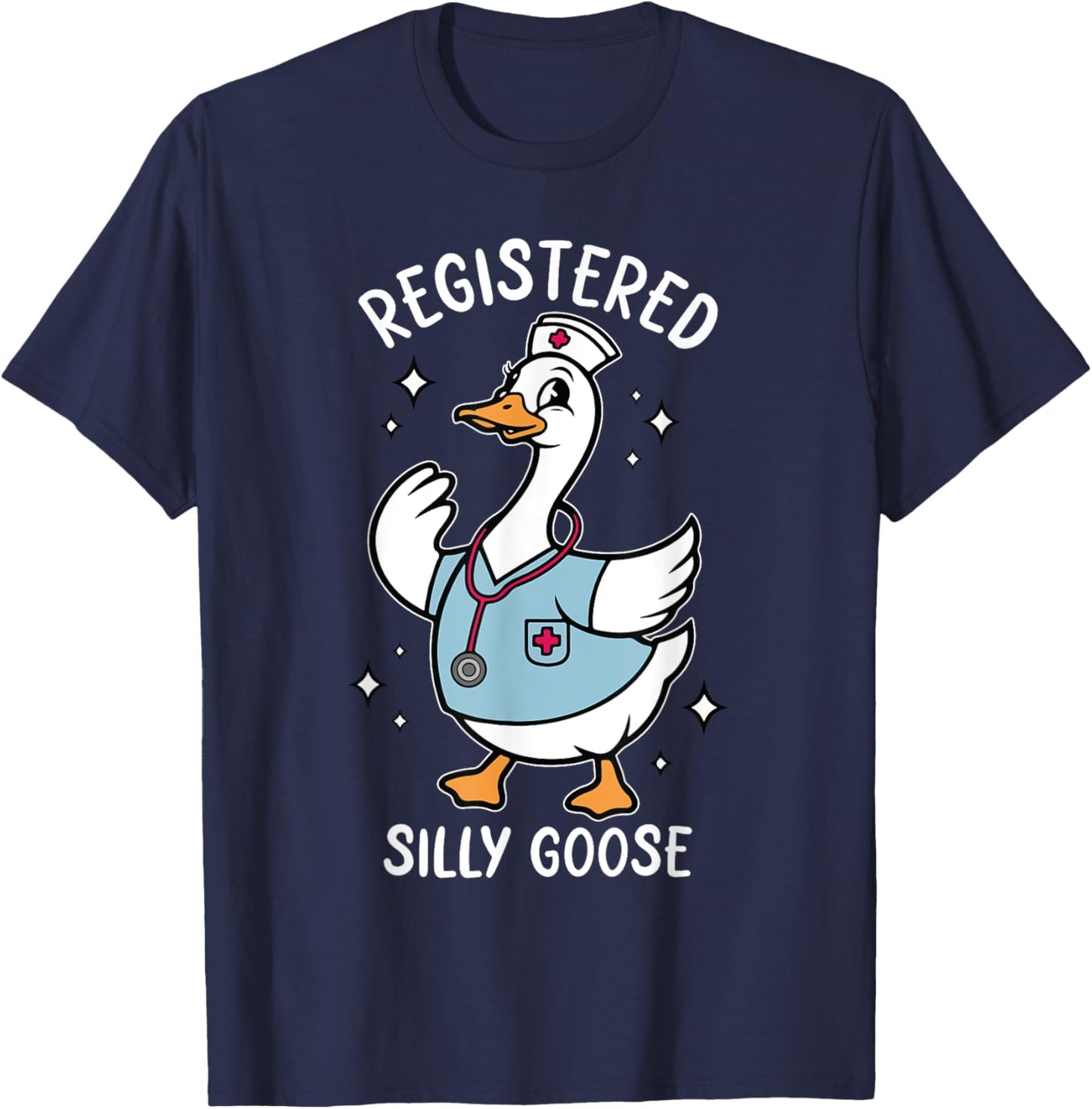 Silly Goose Registered Nurse Animal Lover RN Nurses Day T-Shirt - T-Shirt | Navy