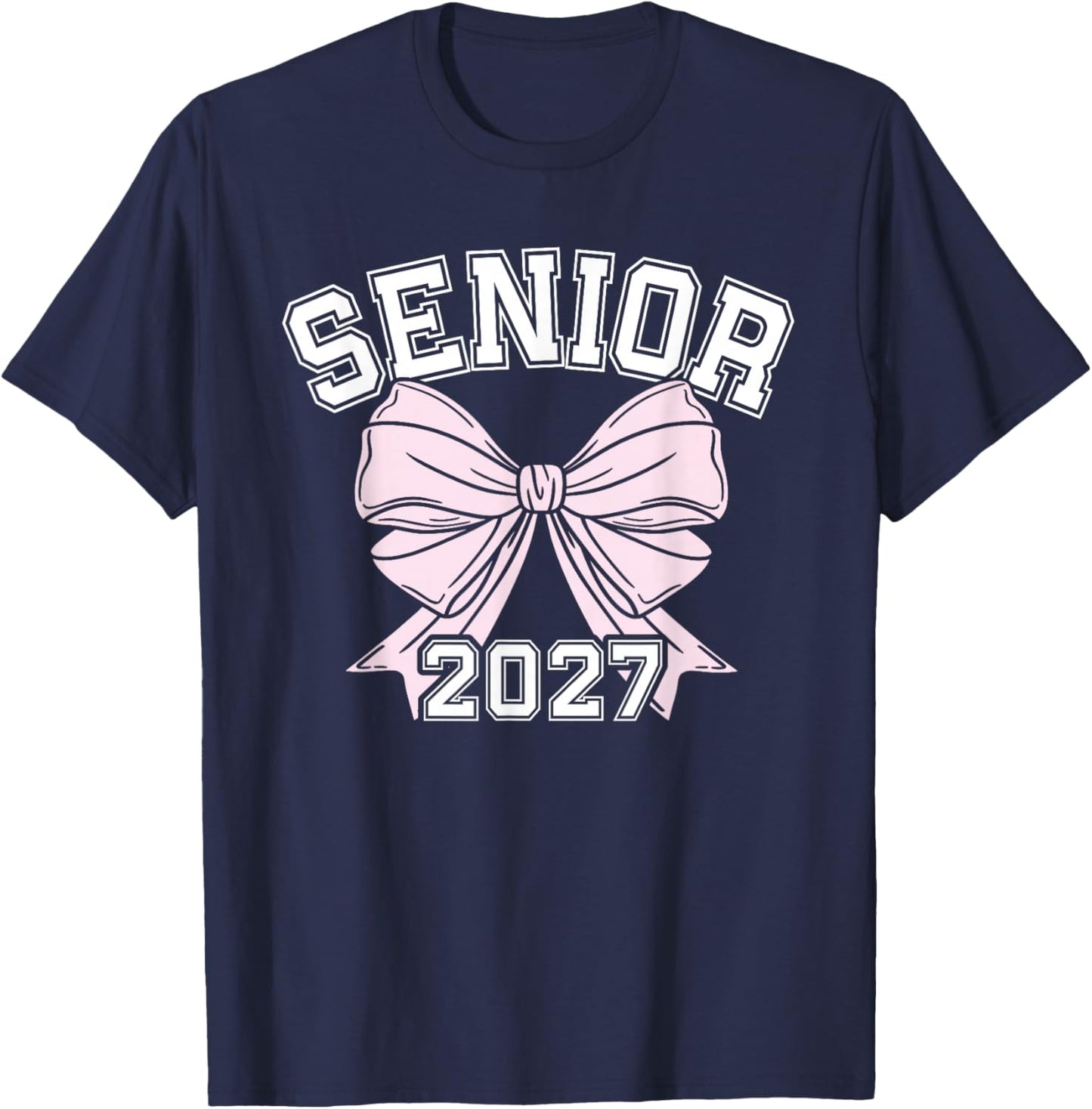 Class Of 2027 Senior Coquette Bow Aesthetic T-Shirt - T-Shirt | Navy