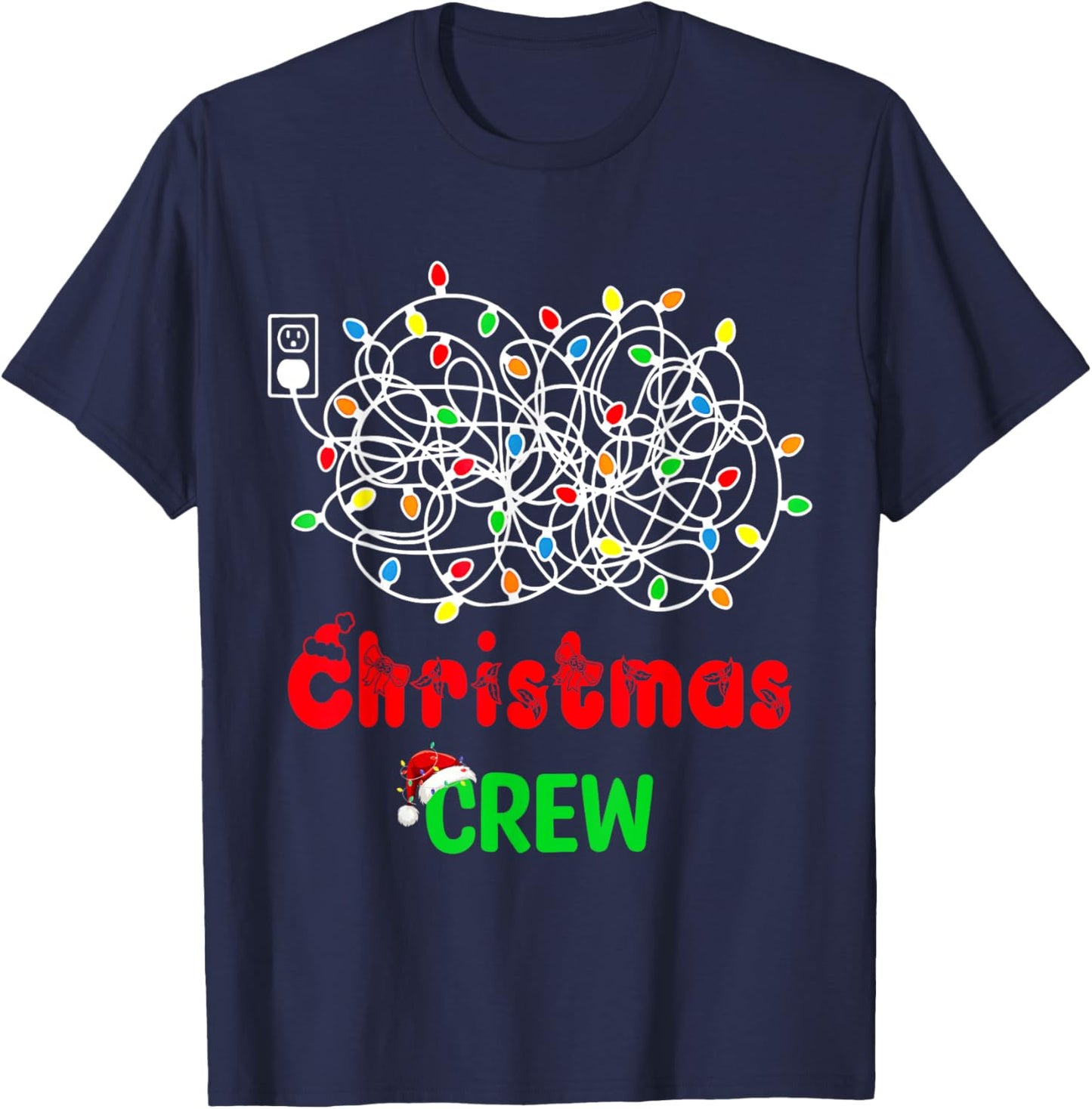 Christmas Crew Xmas Lights Pajama Happy Holiday Boy Girl T-Shirt - T-Shirt | Navy