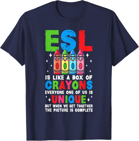 Funny ESL Teacher English As A Second Language ESOL Teacher T-Shirt - T-Shirt | Navy