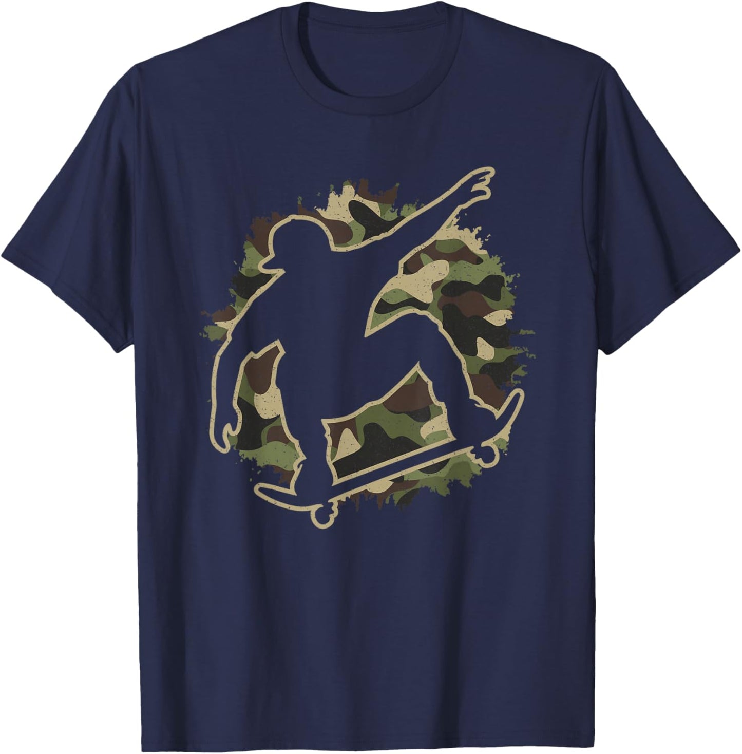 Skater Camouflage Skateboard Camo Skating Lover Men Boys T-Shirt - T-Shirt | Navy