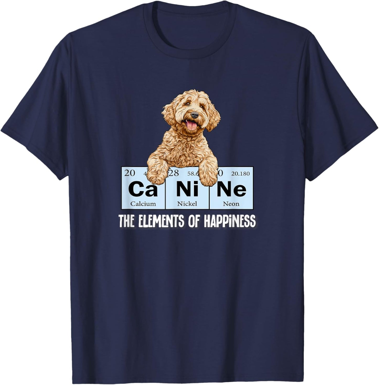 Funny Canine Elements of Happiness Goldendoodle Doodle Lover T-Shirt - T-Shirt | Navy