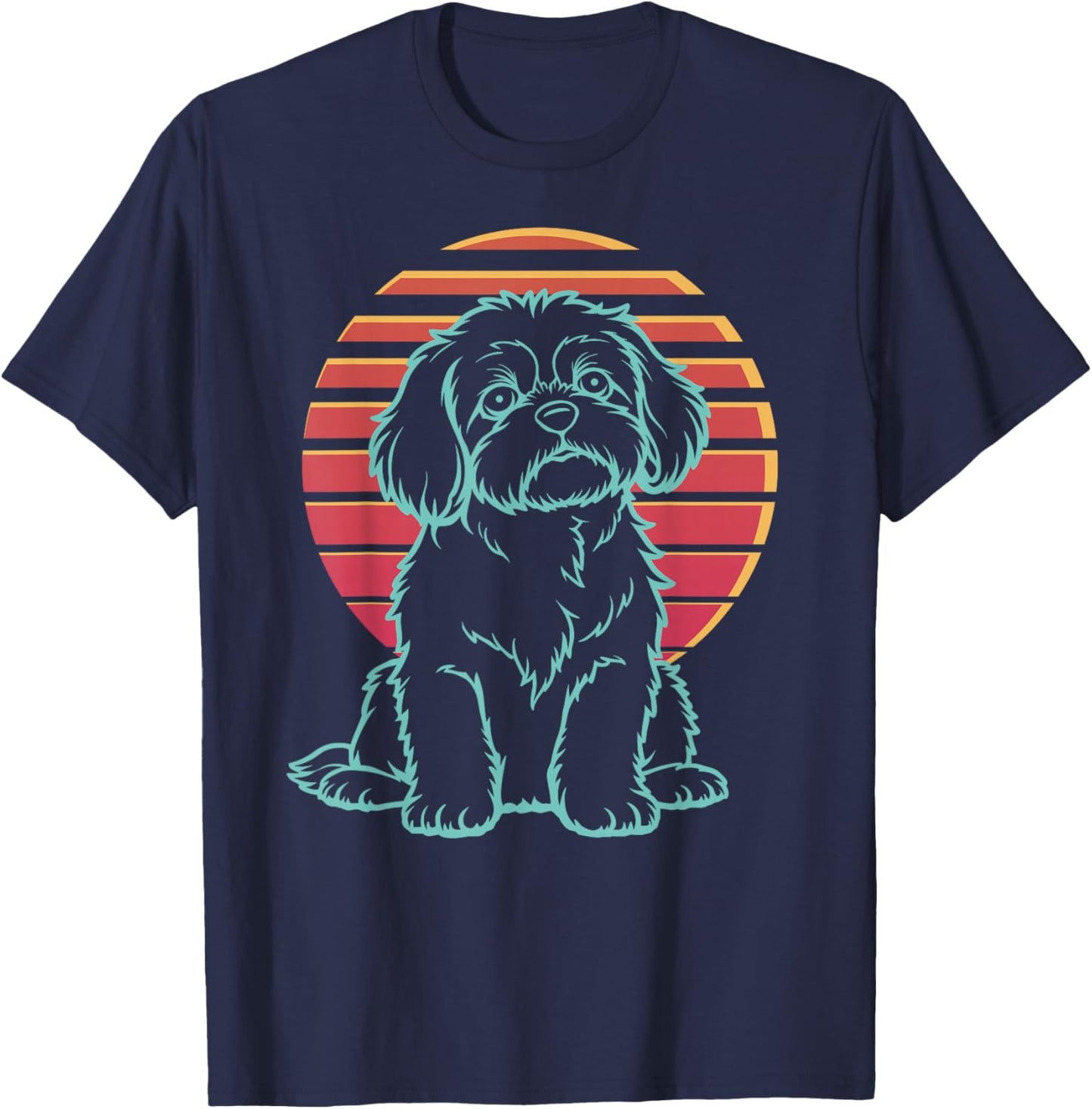 Havanese Lover Dog Owner Retro Synthwave 80s T-Shirt - T-Shirt | Navy