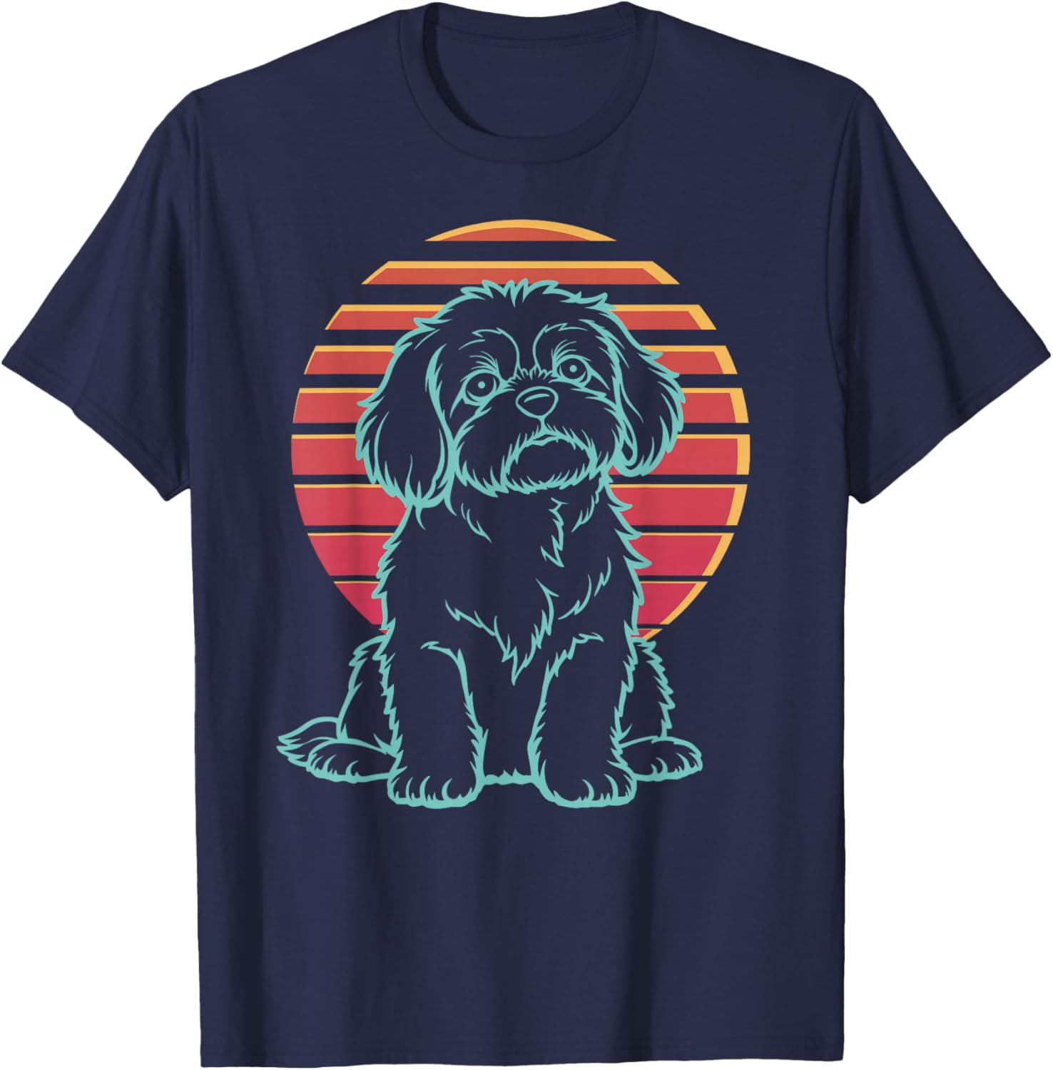 Havanese Lover Dog Owner Retro Synthwave 80s T-Shirt - T-Shirt | Navy