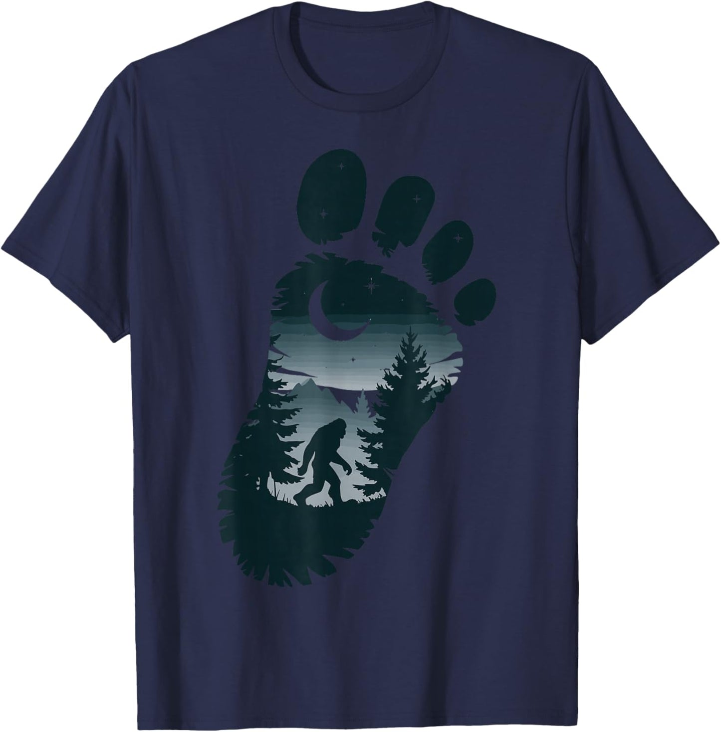 Bigfoot Footprint Mythology T-Shirt - T-Shirt | Navy