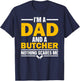 Funny Butcher Art Dad Meat Cutter Butchery Butcher T-Shirt - T-Shirt | Navy