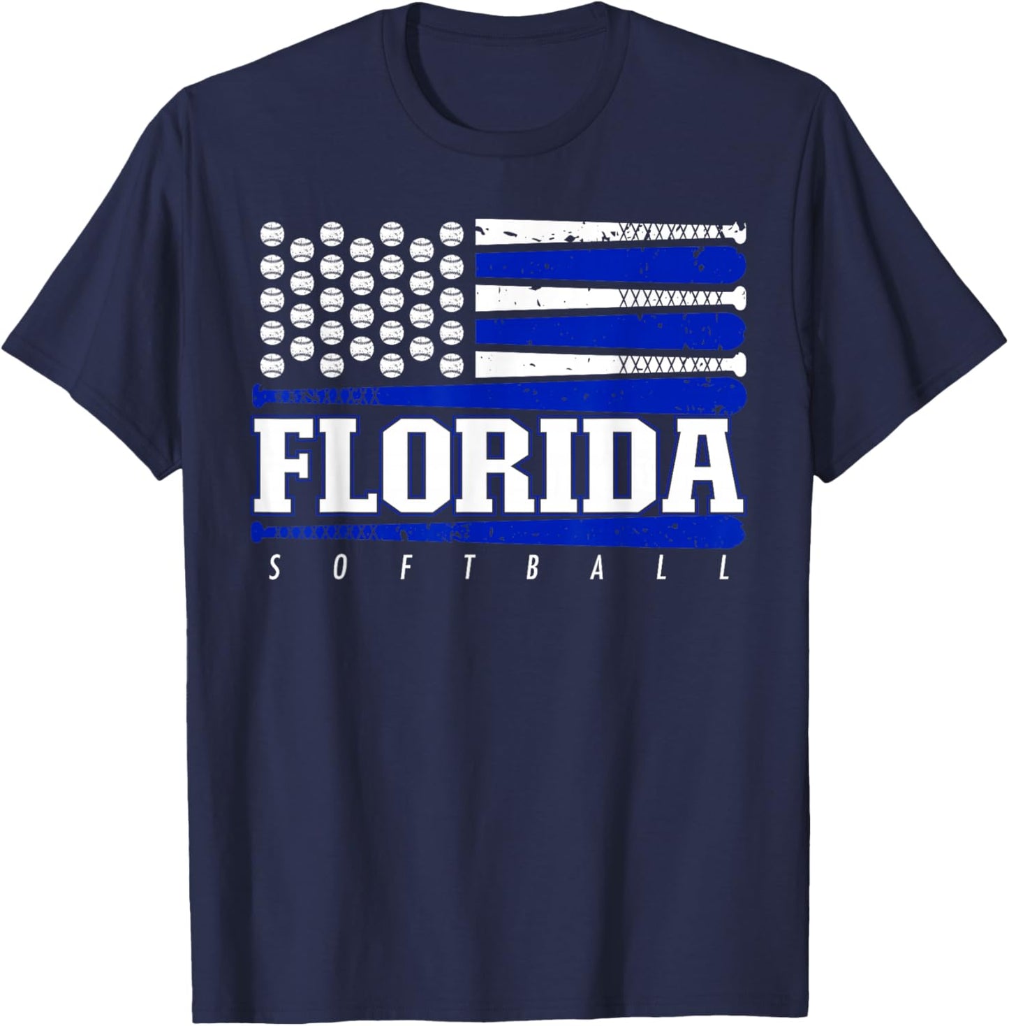 Florida Softball Vintage Kids Team Retro Softball Fan T-Shirt - T-Shirt | Navy
