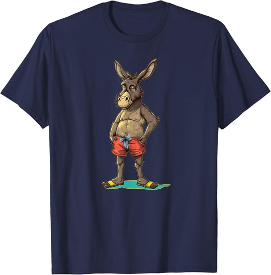 Summer Donkey loves Shorts and swim Trunks Costume Women Kids T-Shirt - T-Shirt | Navy