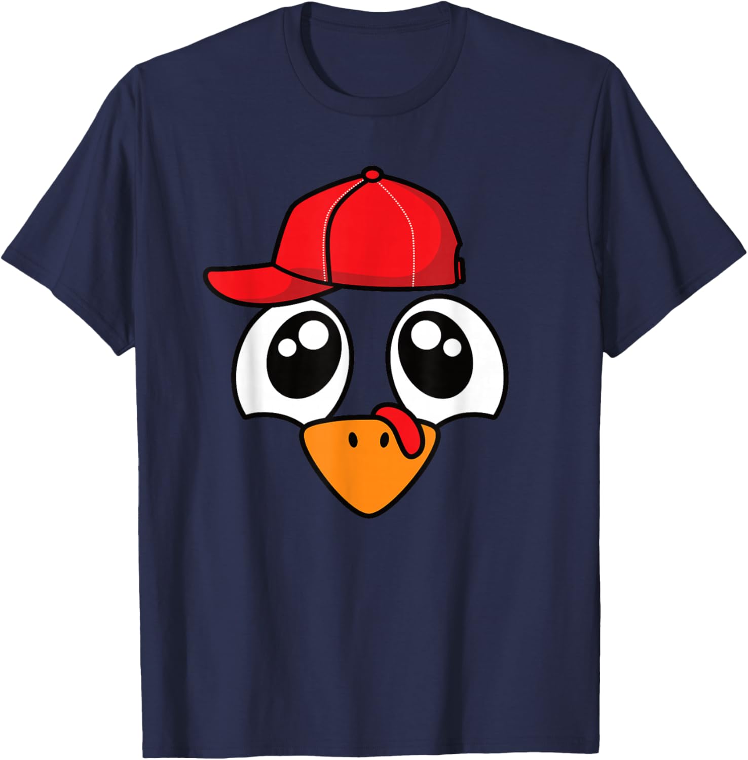 Funny Thanksgiving Turkey Face Men Boys Kids T-Shirt - T-Shirt | Navy