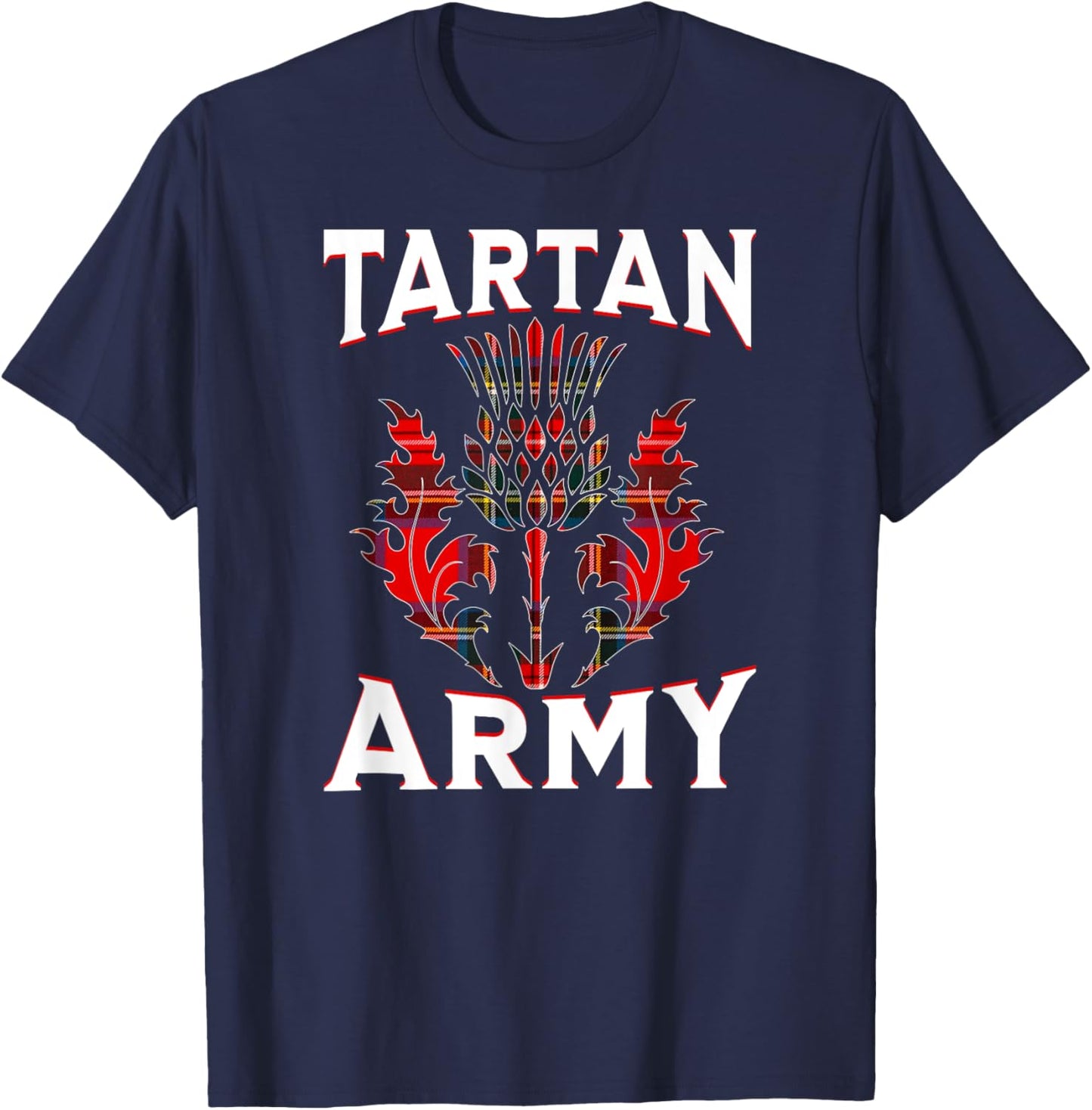 Scottish Tartan s Tartan Army s Thistle Emblem T-Shirt - T-Shirt | Navy