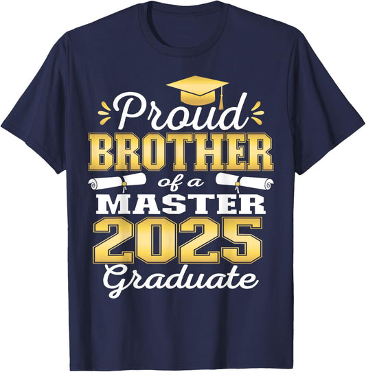 Proud Brother of 2025 Class Master Graduate Family Grad 25 T-Shirt - T-Shirt | Navy