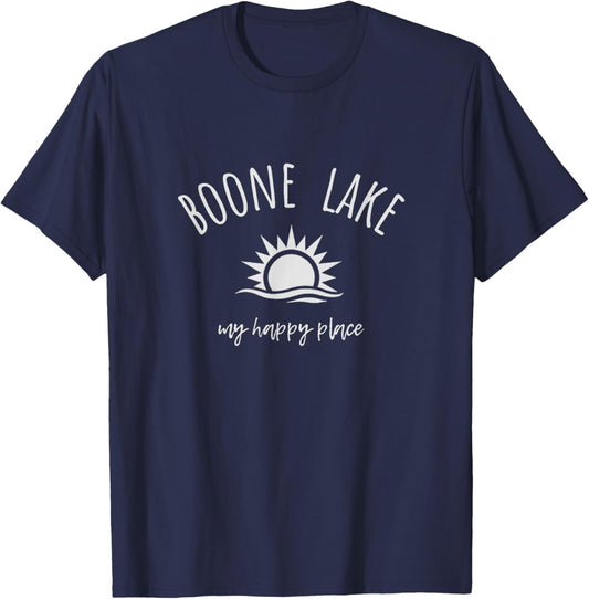 Boone Lake My Happy Place TN Boating Fishing Fun T-Shirt - T-Shirt | Navy