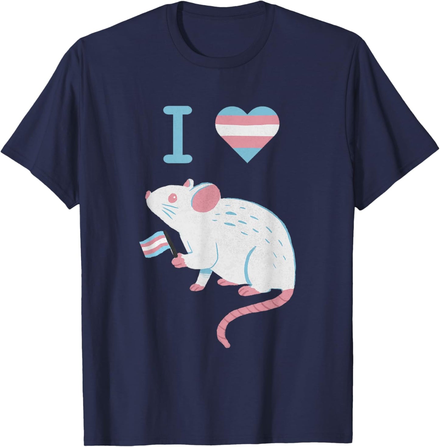 I Love Trans Mice Mouse Political Funny Cute Meme T-Shirt - T-Shirt | Navy