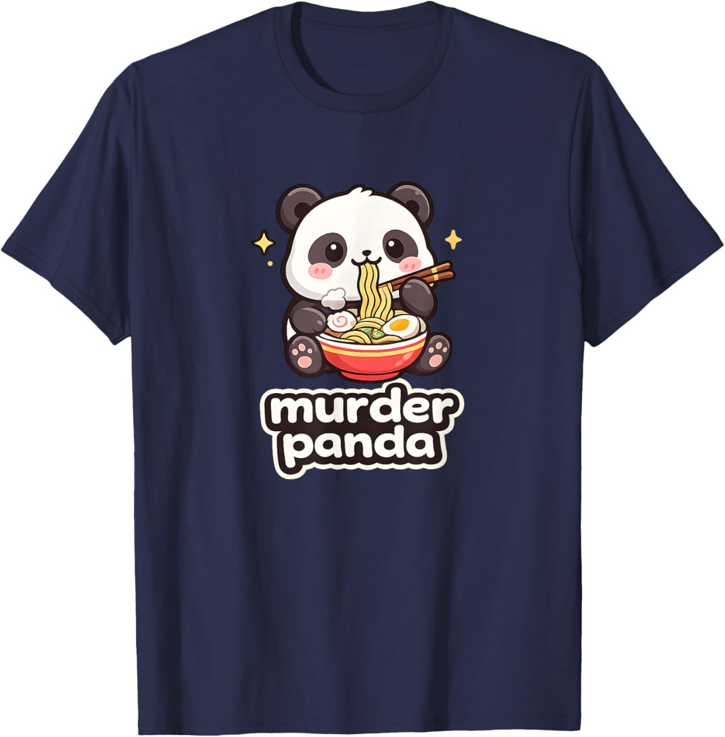 Murder Panda Kawaii Ramen Noodle Funny Cute T-Shirt - T-Shirt | Navy