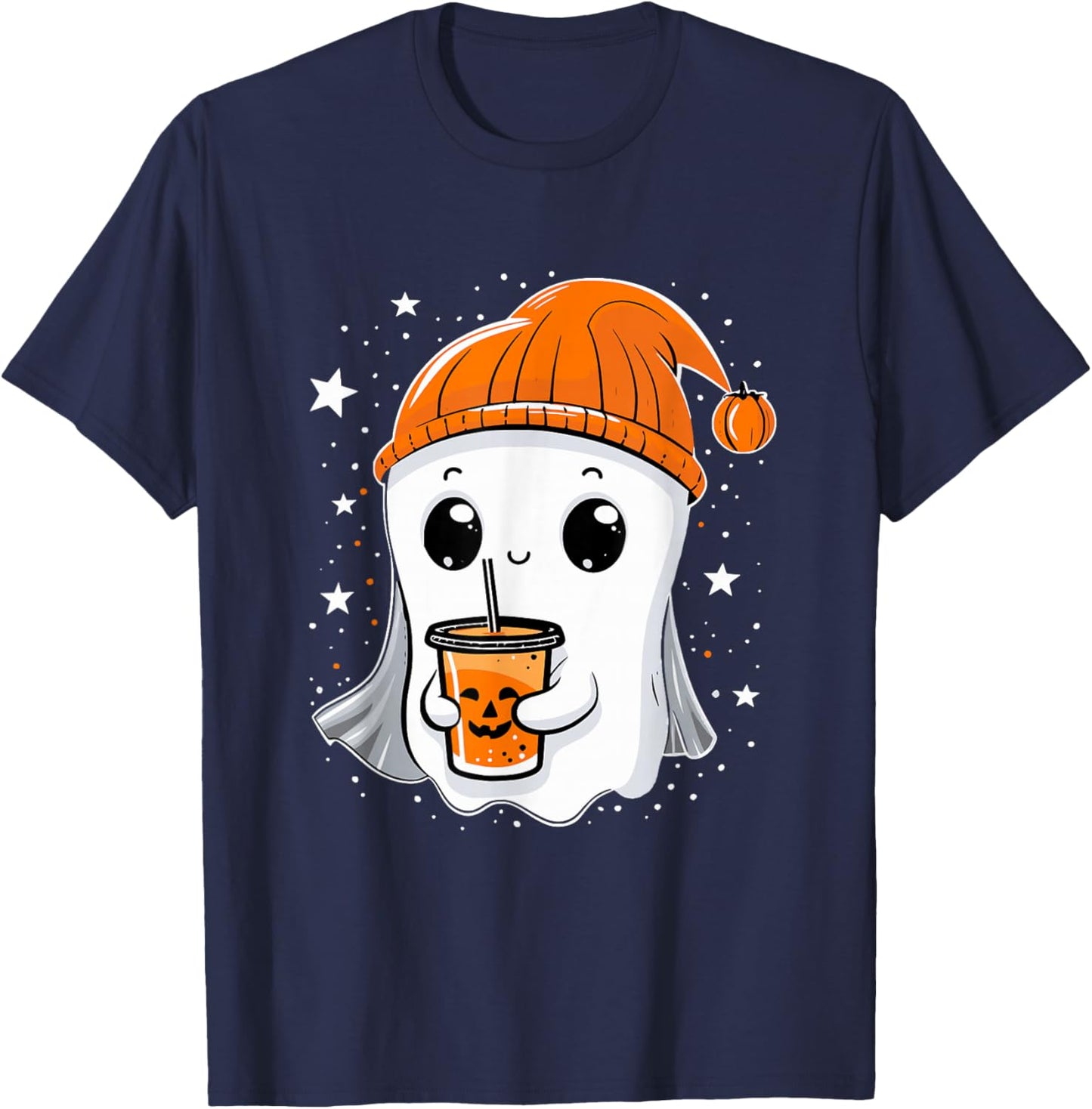 Halloween for Girls, Kids, Toddler & Women Cute Fall Ghost T-Shirt - T-Shirt | Navy