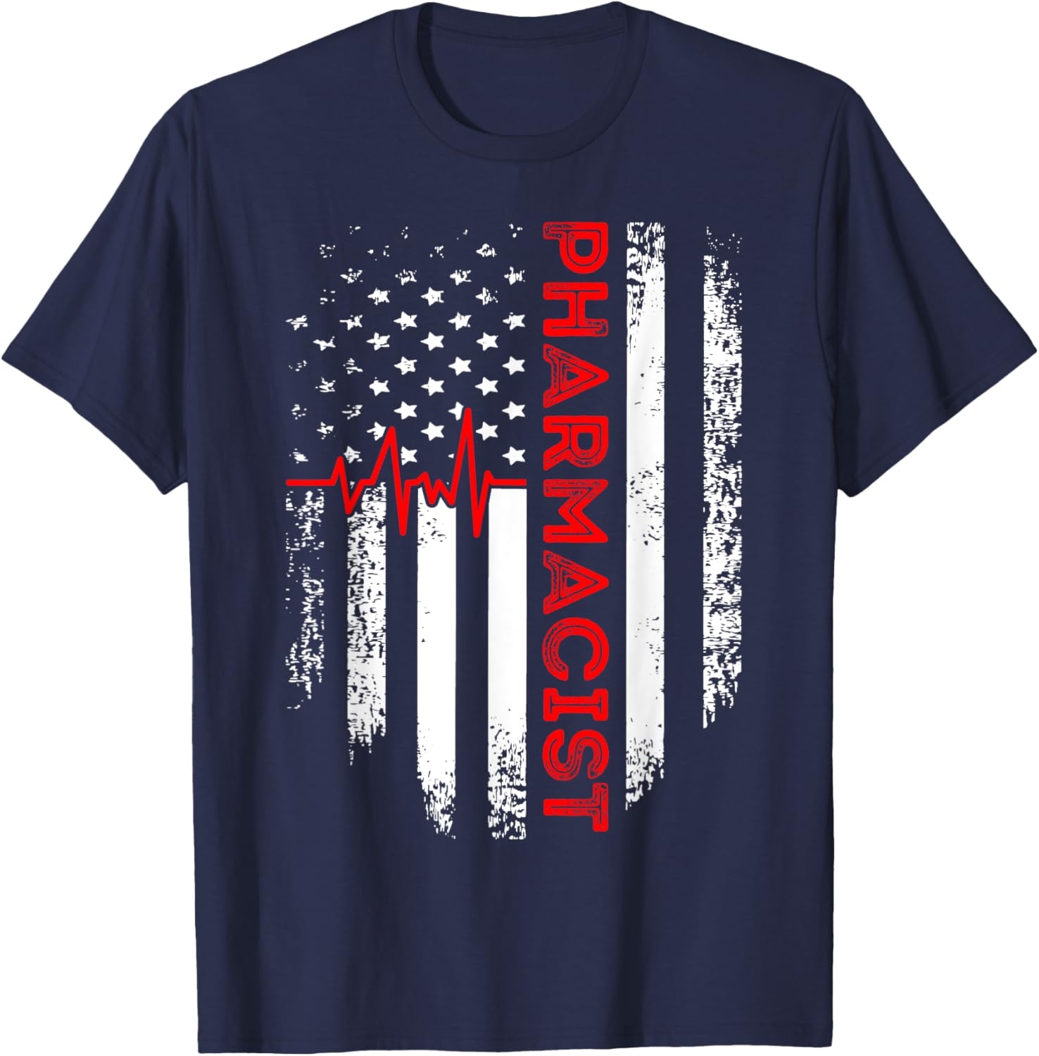 Pharmacist USA Flag Pharmacy Technician Student T-Shirt - T-Shirt | Navy