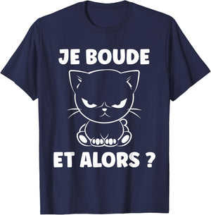 Humor sulking Simple Cat Cute grumpy Funny I boude T-Shirt - T-Shirt | Navy