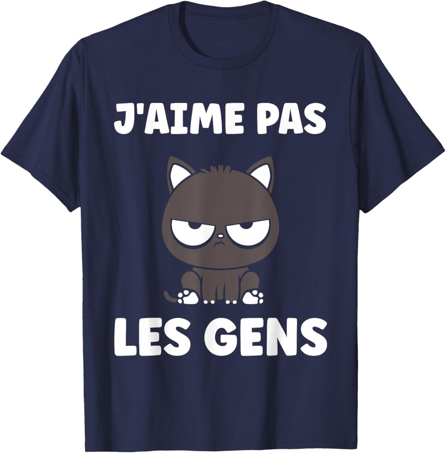 Funny Simple Cat Cute Grunt Funny I Love Not People T-Shirt - T-Shirt | Navy