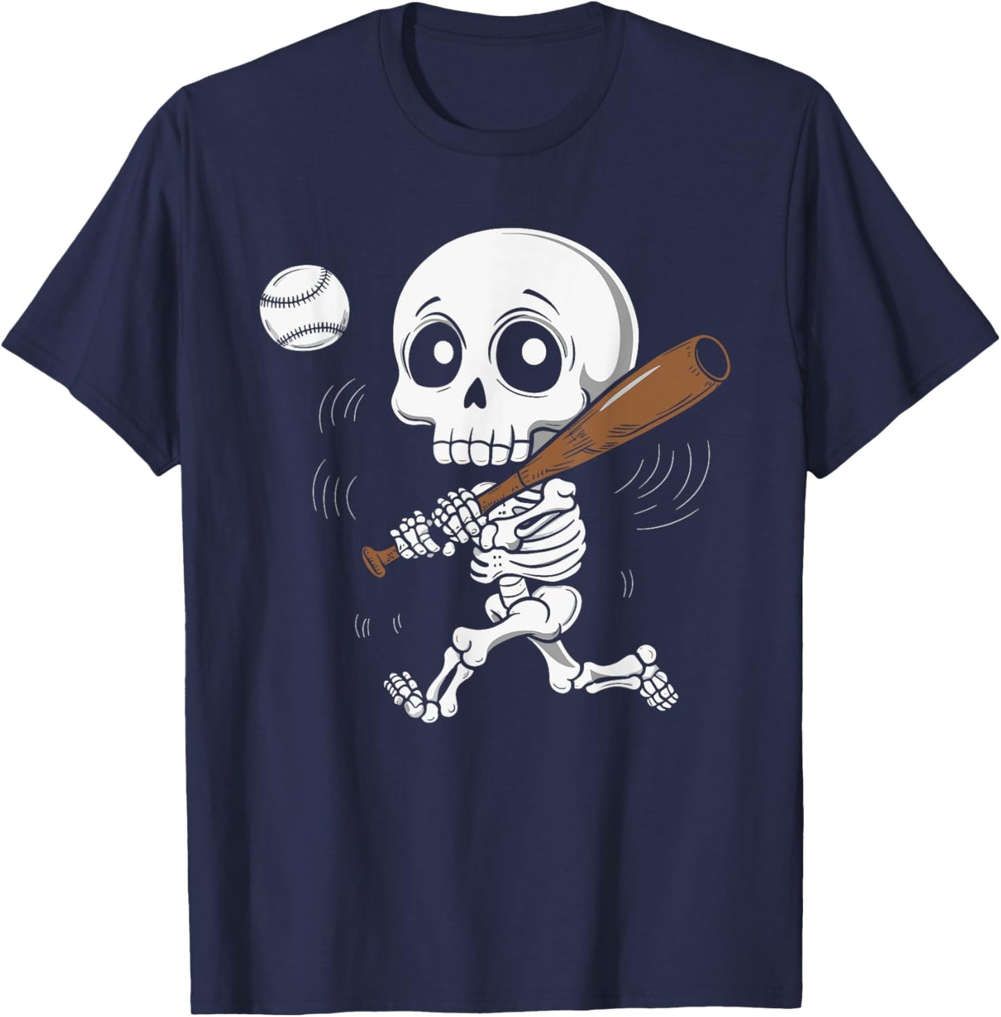 Skeleton Playing Baseball T-Shirt - T-Shirt | Navy
