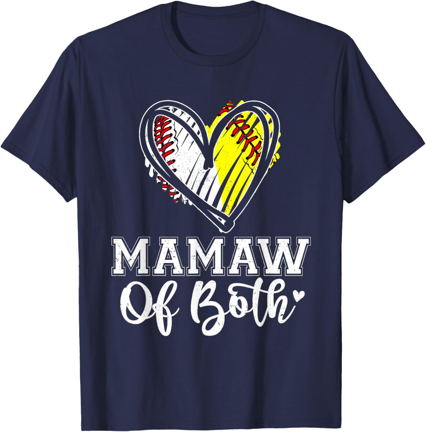 Mamaw Of Both Baseball Softball Mamaw Mothers Day T-Shirt - T-Shirt | Navy