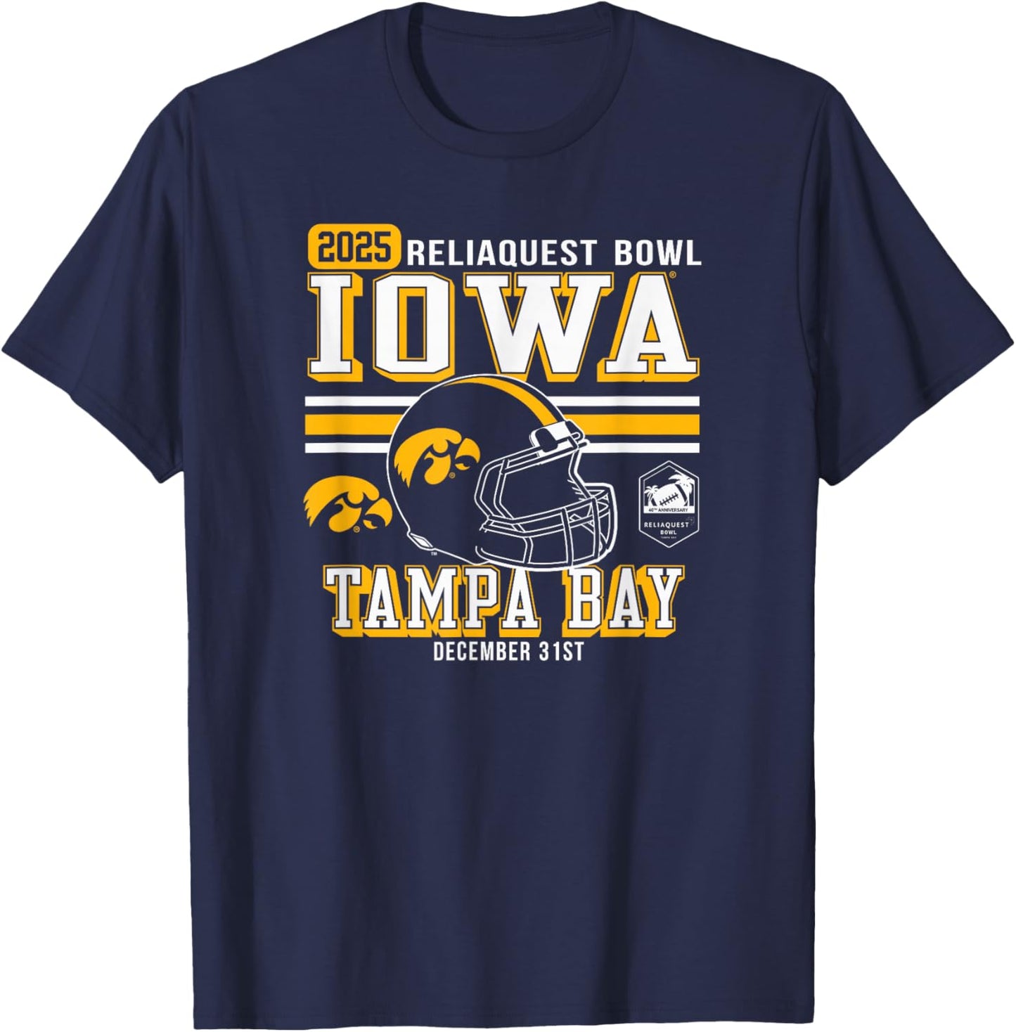 Iowa Hawkeyes ReliaQuest Bowl 2025 Officially Licensed T-Shirt - T-Shirt | Navy