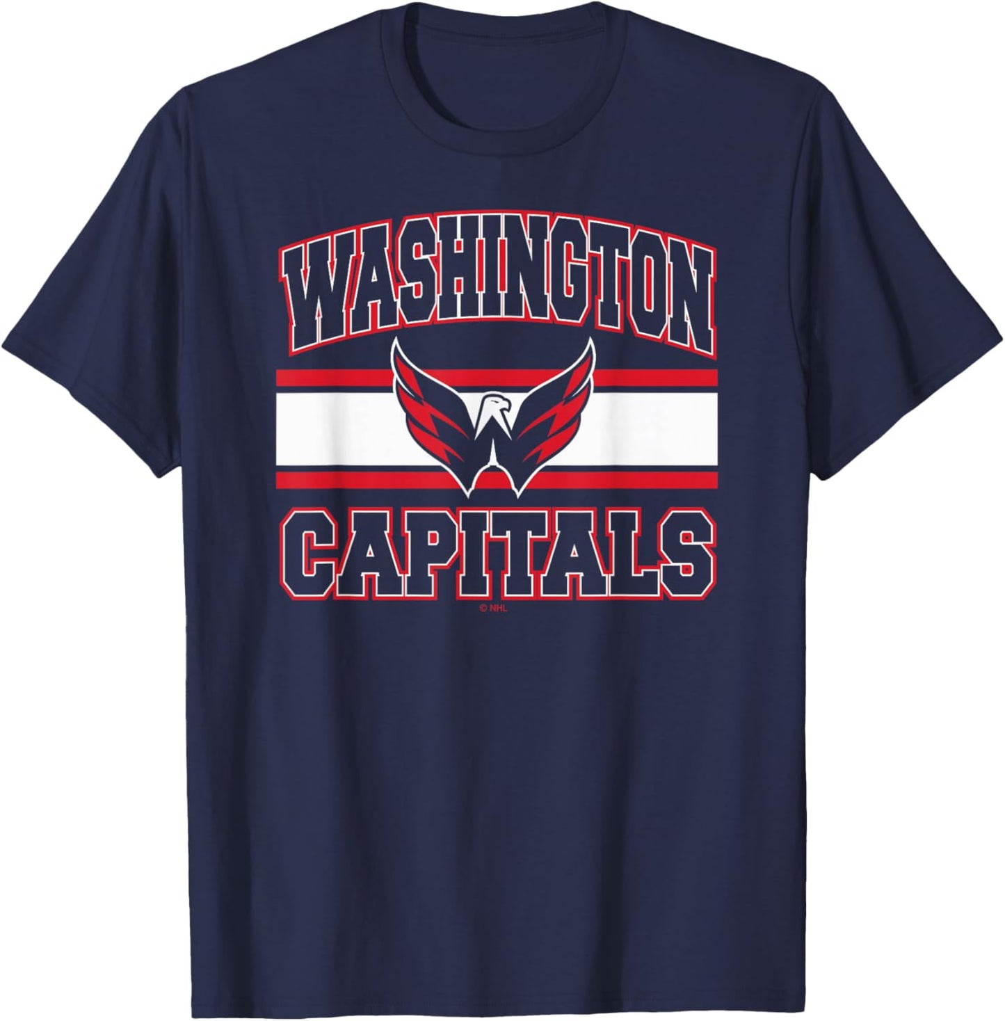Washington Capitals Stripe Navy Officially Licensed T-Shirt - T-Shirt | Navy