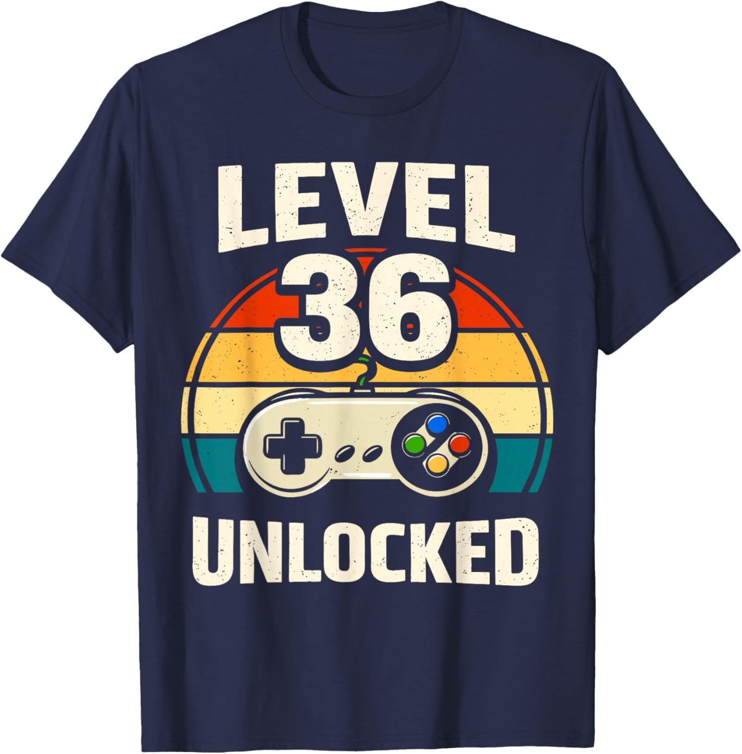 36th Birthday Level 36 Unlocked Gamer Gaming 36 Birthday T-Shirt - T-Shirt | Navy