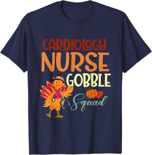 Cardiology Nurse Gobble Squad Turkey Thanksgiving Autumn T-Shirt - T-Shirt | Navy