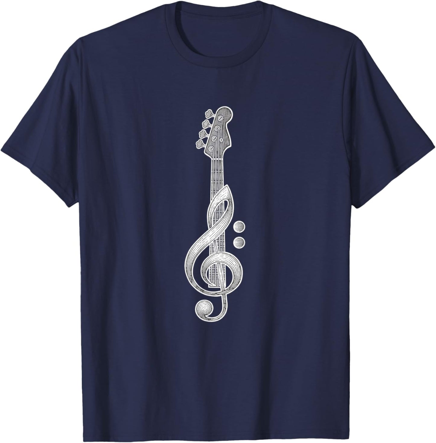 Treble Clef Bass Guitar Musician Funny Bass Player T-Shirt - T-Shirt | Navy
