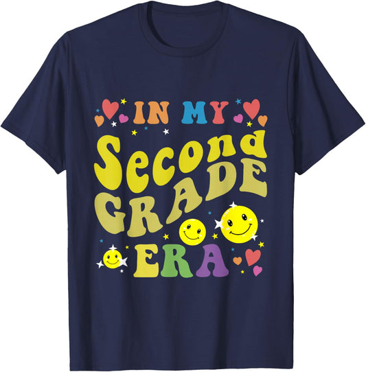 In My Second Grade Era Groovy 2nd Grade Back To School Kids T-Shirt - T-Shirt | Navy