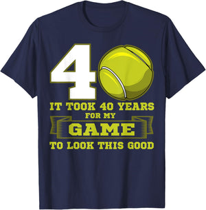 Tennis 40th Birthday Party Player Deuce Ace Sports Match T-Shirt - T-Shirt | Navy