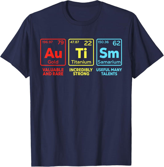 Autism Awareness Women Men Kids mom Elements Periodic Table T-Shirt - T-Shirt | Navy