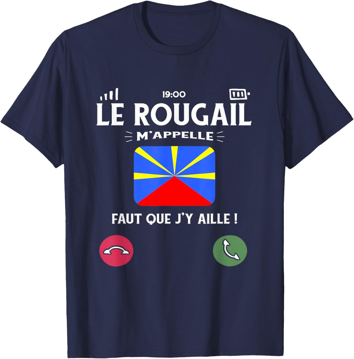 Le Rougail M'Appelle Humour Meeting Kitchen Flat Creole T-Shirt - T-Shirt | Navy