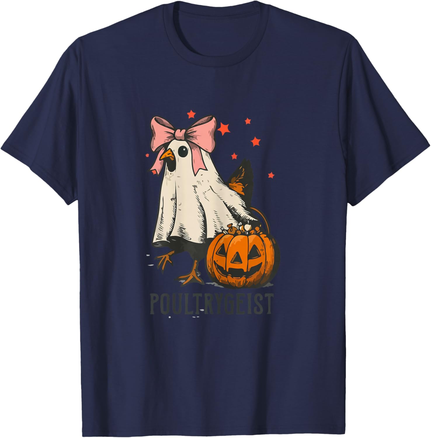 Poultrygeist Funny Chicken Ghost Halloween Spooky Season T-Shirt - T-Shirt | Navy
