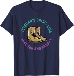 Veteran Crisis Line Awareness, Dial 988 and Press T-Shirt - T-Shirt | Navy