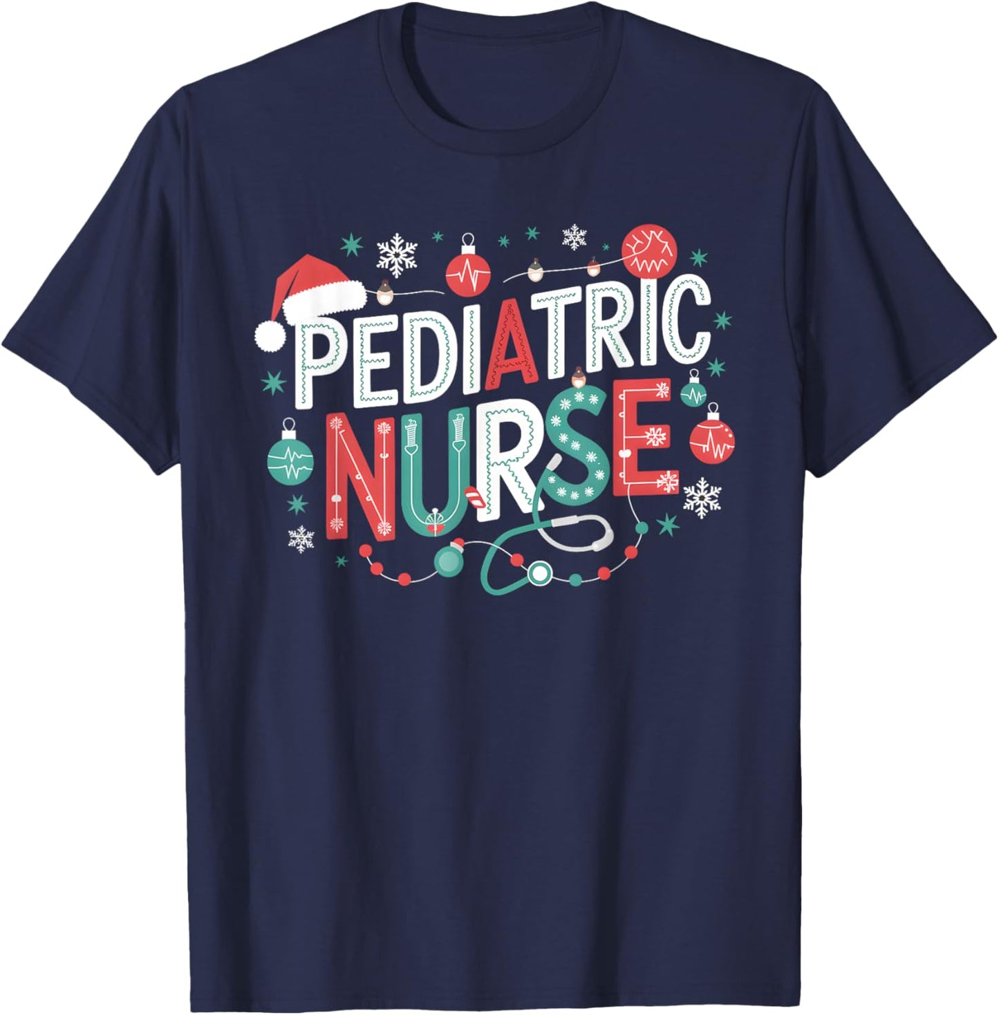 Peds Crew Pediatric Nurse Nursing Group Christmas Matching T-Shirt - T-Shirt | Navy