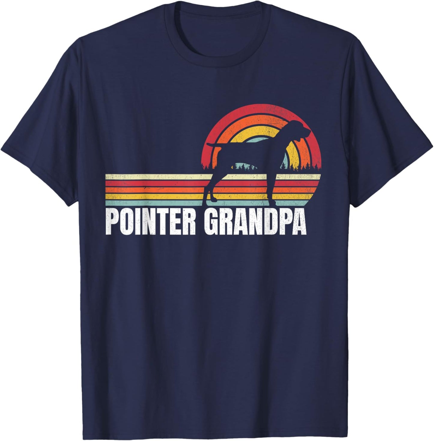 German Shorthaired Pointer Grandpa American Flag GSP Dog T-Shirt - T-Shirt | Navy