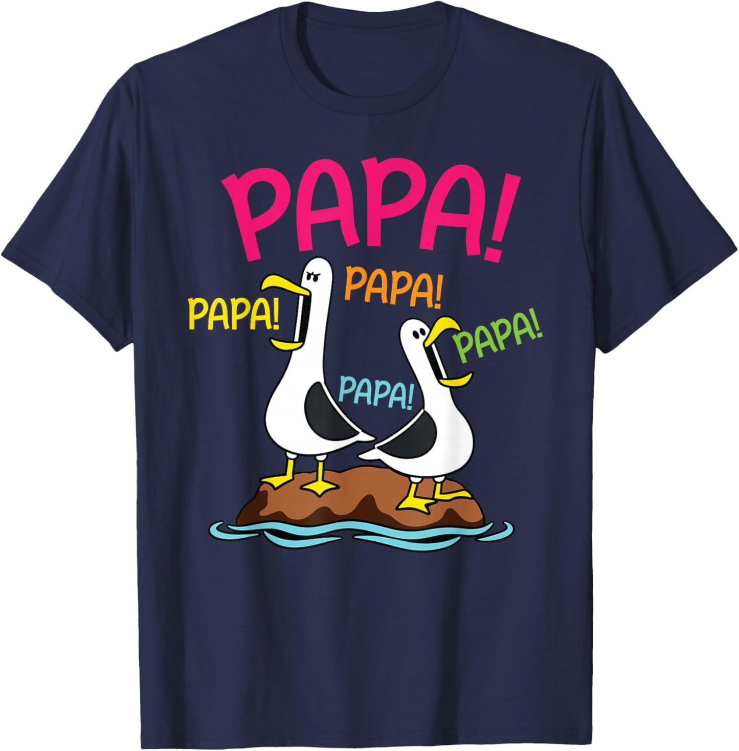 Papa Mouette Drôle Design Oiseaux Marins Humour Papa T-Shirt - T-Shirt | Navy