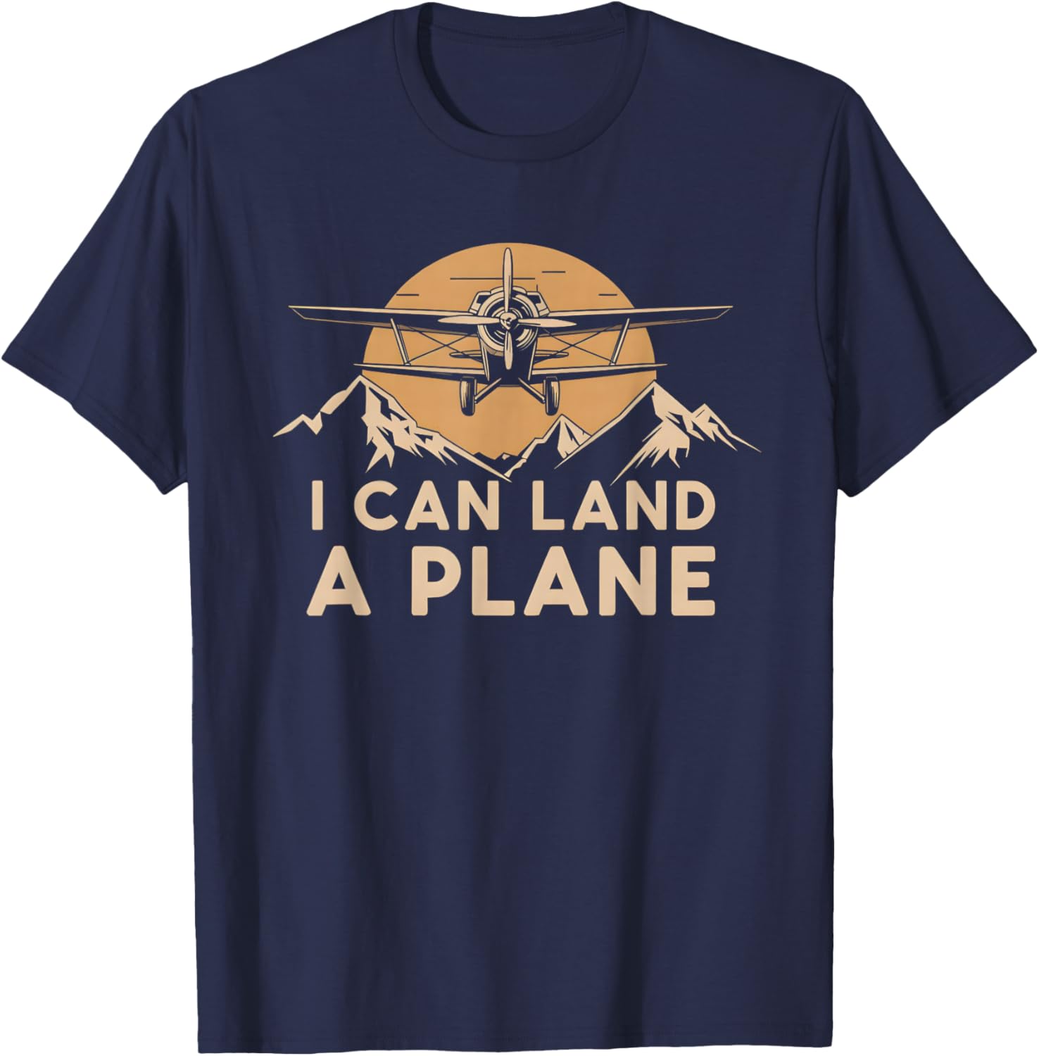 I Can Land A Plane Vintage Funny Pilot Aviation Quote T-Shirt - T-Shirt | Navy
