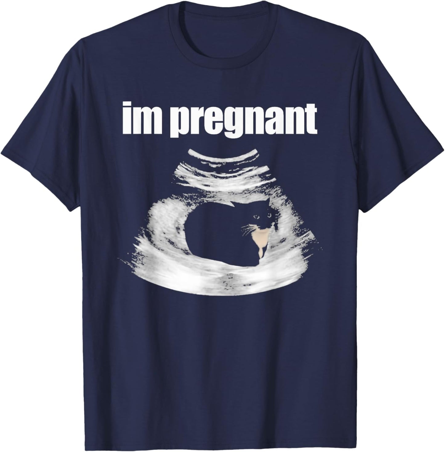 I’m Pregnant Cat Funny Cat Mom Pregnancy Black Kitten Women T-Shirt - T-Shirt | Navy